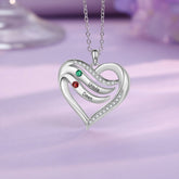 Engraved Heart Necklace with Birthstones